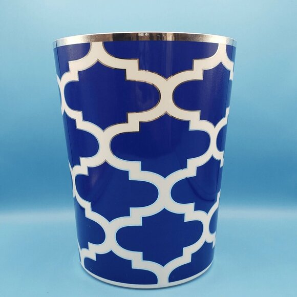 4-Piece Frework Bathroom Set Blue Waste Basket Lotion Tooth Brush Holders S Hook - Picture 8 of 11